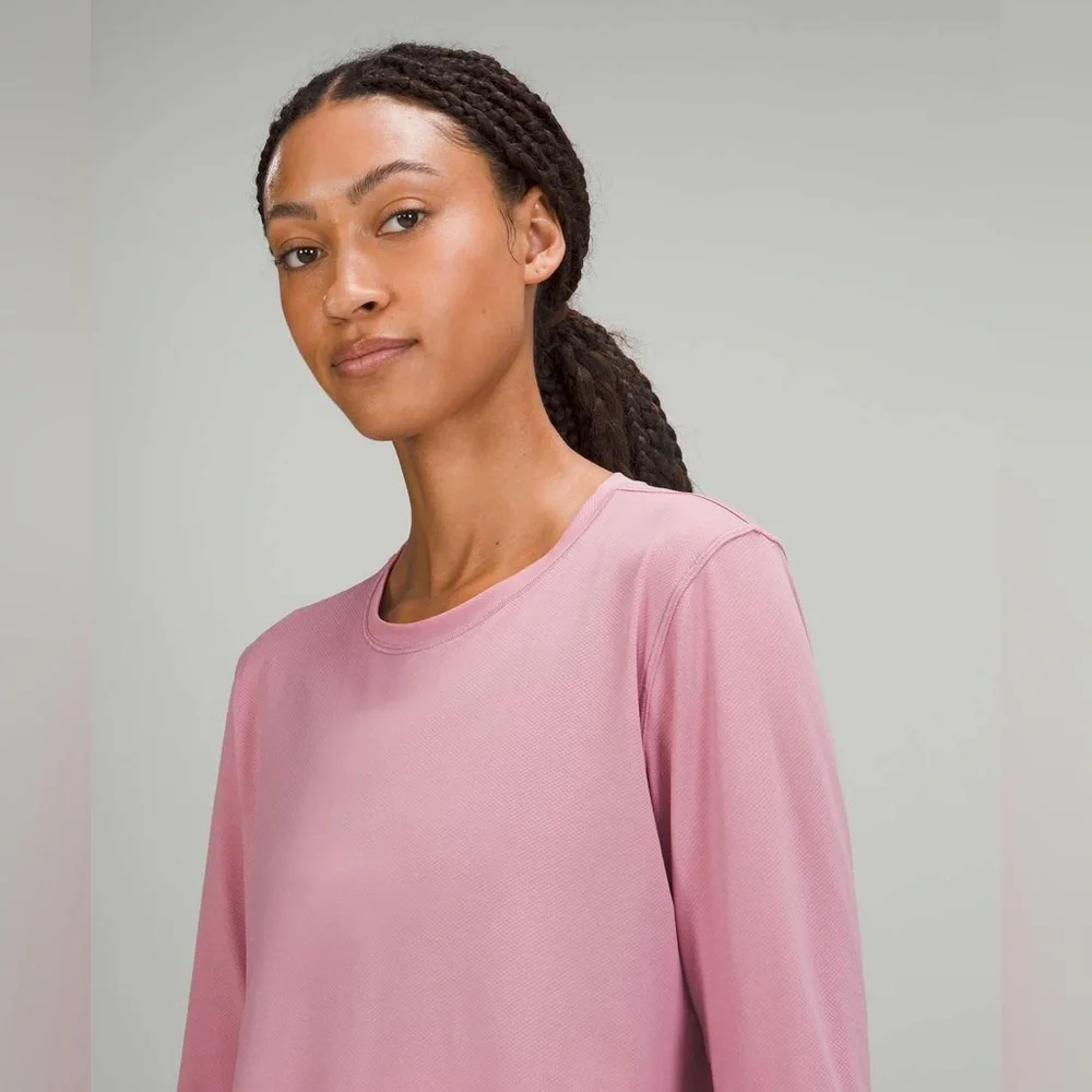 Lululemon Pink Taupe Running Training Crewneck Long Sleeve Shirt Lightweight